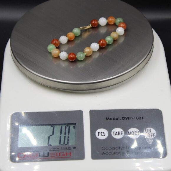 14k Natural Multicolor Jadeite Necklace and Bracelet - Picture 7 of 7